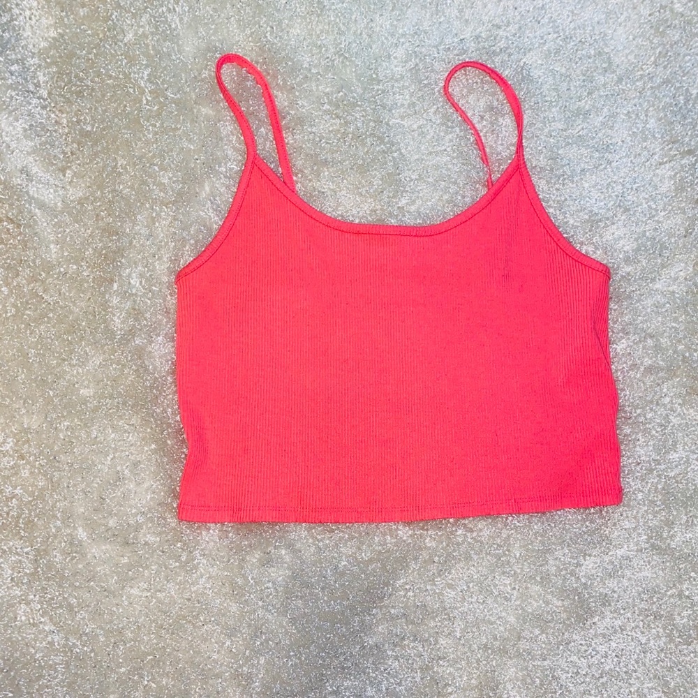 American Eagle Neon Pink Tank Top Cropped